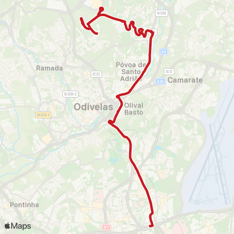 Carris Metropolitana Lisboa (C. Grande) - Torres Da Bela Vista via Lumiar map