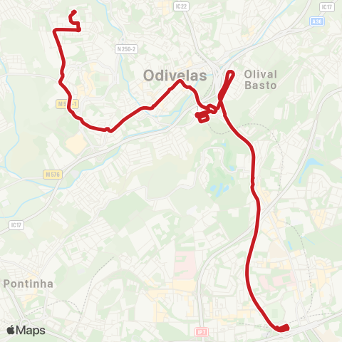 Carris Metropolitana Arroja - Lisboa (C. Grande) map