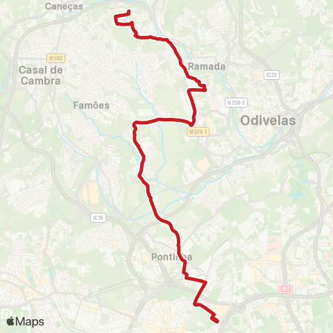 Carris Metropolitana Caneças (Bairro Do Monte Verde) - Lisboa (C. Militar) map