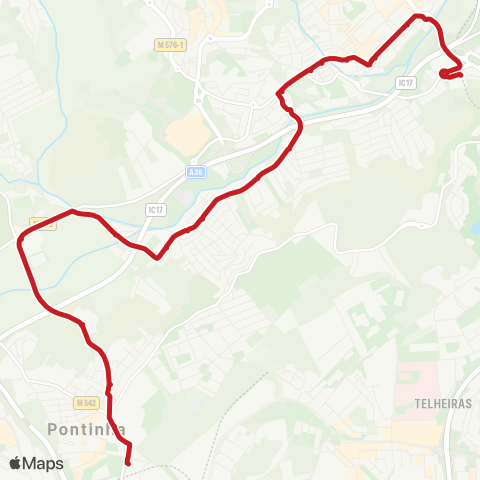 Carris Metropolitana Pontinha (Metro) - Sr. Roubado (Metro) via Serra Da Luz map