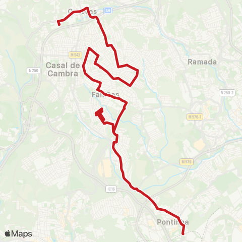 Carris Metropolitana Caneças (Esc. Secundária) - Pontinha (Metro) via Casal Do Bispo E Vale Grande map