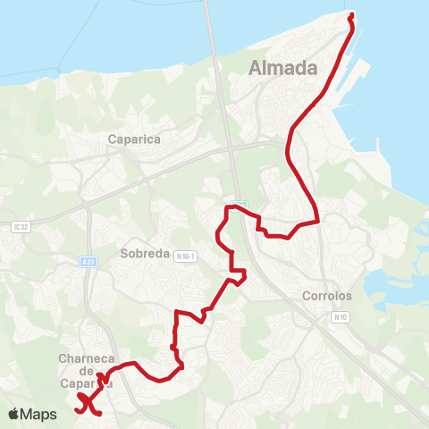 Carris Metropolitana Cacilhas (Terminal) - Quinta Do Texugo map