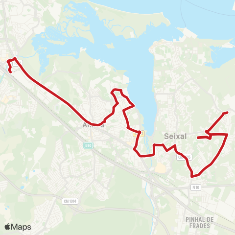 Carris Metropolitana Corroios (Estação) - Paio Pires (Centro) via Farinheiras map