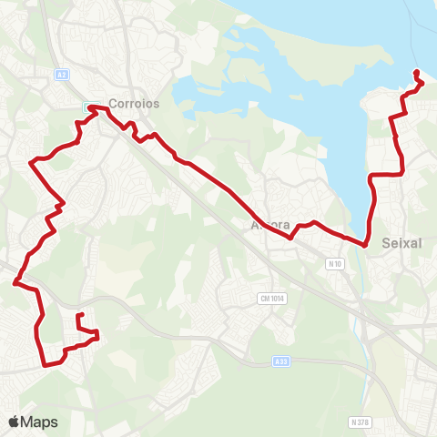 Carris Metropolitana Marisol (Valadares) - Seixal (Terminal Fluvial) via Corroios (Estação) map