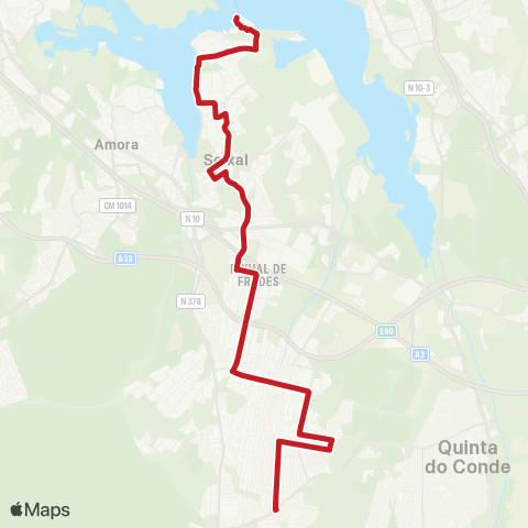 Carris Metropolitana Fernão Ferro - Seixal (Terminal Fluvial) map