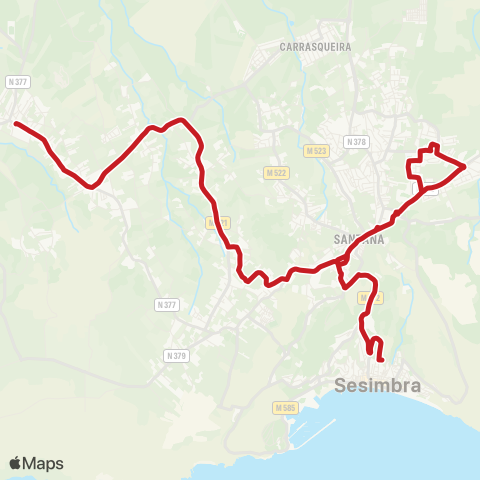 Carris Metropolitana Alfarim - Sesimbra (Terminal) via Aiana E Sampaio map