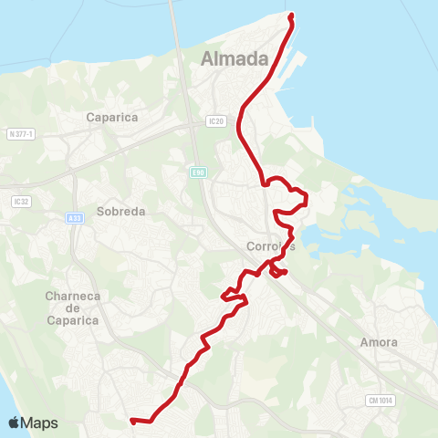 Carris Metropolitana Cacilhas (Terminal) - Pinheirinho map