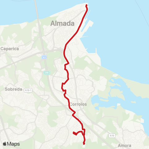 Carris Metropolitana Cacilhas (Terminal) - Santa Marta Do Pinhal map