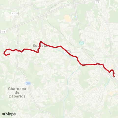 Carris Metropolitana Corroios (Estação) - Lazarim (Pilotos) map