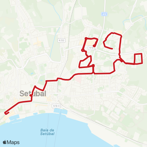 Carris Metropolitana Setúbal (Monte Belo Norte) - Setúbal (Saboaria) via Centro Comercial map