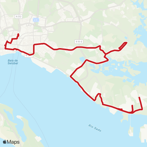Carris Metropolitana Mitrena (Portucel) - Setúbal (Its) via Estrada Graça map