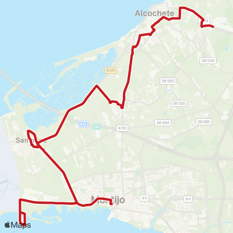 Carris Metropolitana Alcochete (Freeport) - Montijo (Terminal Fluvial) map