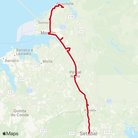 Carris Metropolitana Alcochete (Freeport) - Setúbal (Its) map