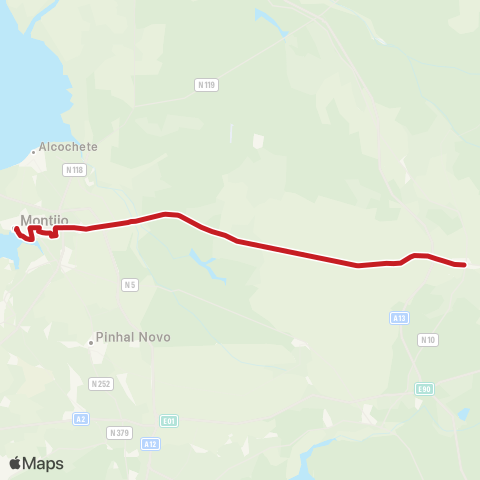 Carris Metropolitana Montijo (Terminal Rodoviário) - Pegões map