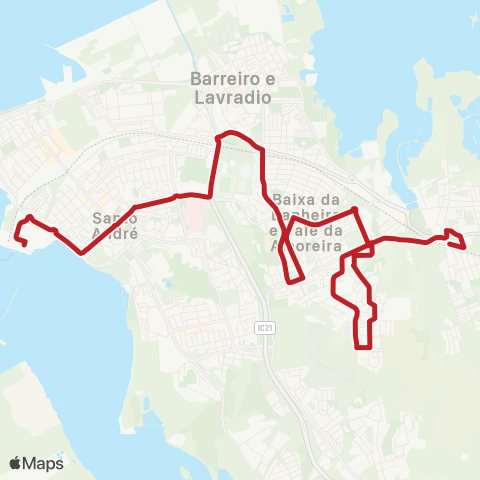 Carris Metropolitana Alhos Vedros (Estação) - Barreiro (Terminal) map