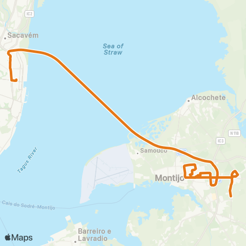Carris Metropolitana Atalaia - Lisboa (Oriente) via B. Areias E B. Esteval map