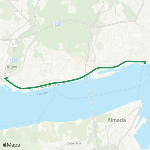 Carris Metropolitana Algés - Cais Do Sodré map