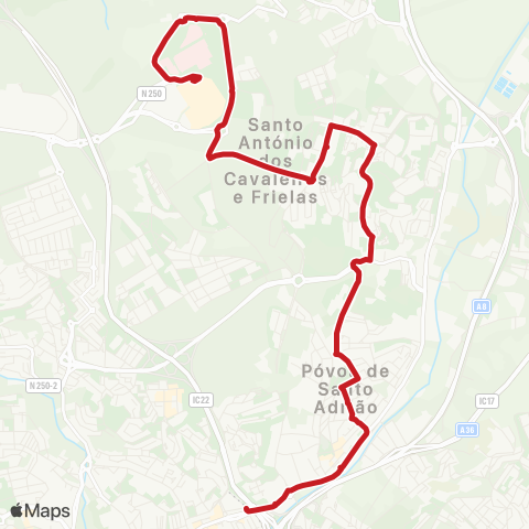 Carris Metropolitana Loures (Centro Comercial) - Odivelas (Metro) via Cidade Nova map