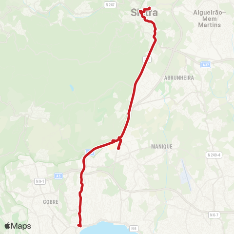 Carris Metropolitana Cascais (Terminal) - Portela De Sintra (Estação Sul) | via Cascaishopping (Terminal) map