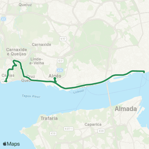 Carris Metropolitana Caxias - Cais Do Sodré map