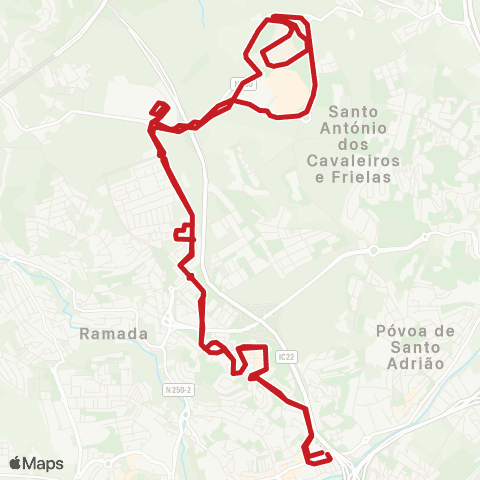Carris Metropolitana Odivelas (Metro) | Circular via Lidl (Entreposto) map