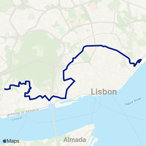 Carris Restelo-Xabregas map