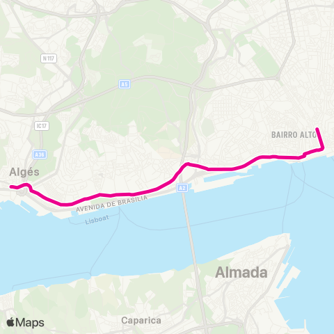 Carris Pç. Figueira - Algés map