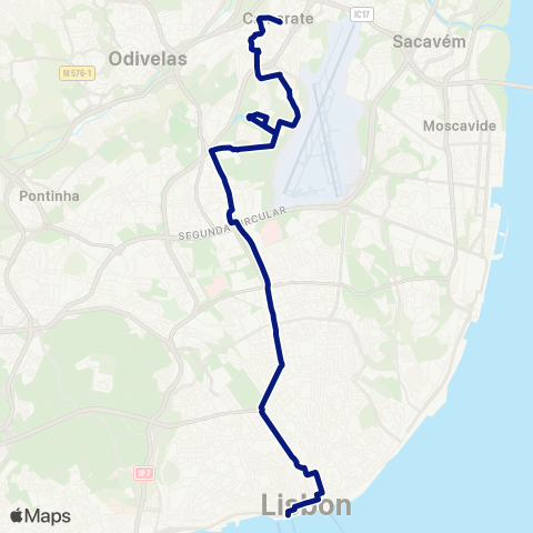 Carris Cais Sodré - Fetais map