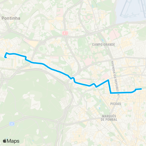 Carris Alameda D. A. Henriques - Benfica map