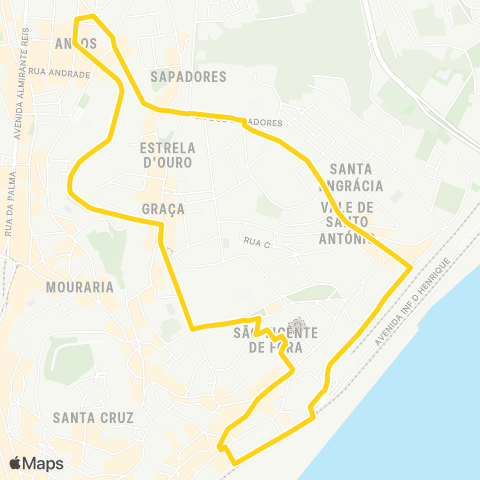 Carris Sapadores / circulação Sta. Apolónia map