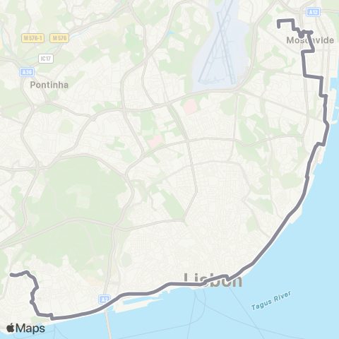 Carris Pç. Comércio - R. Caribe map