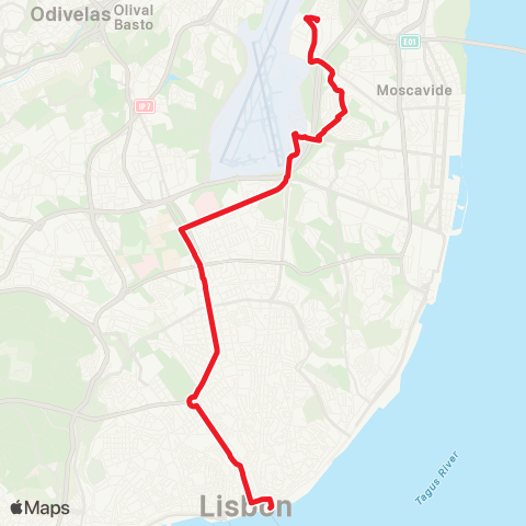 Carris Amoreiras - Prior Velho map