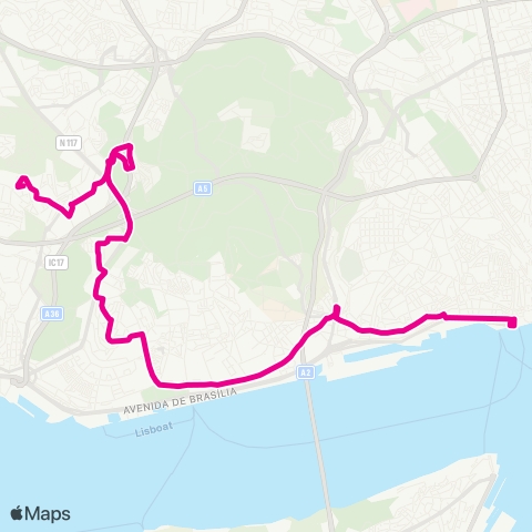Carris Cais Sodré - B. Terras Forno map