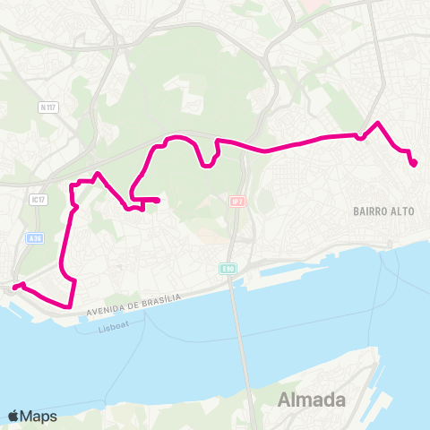 Carris Av. Torre Belém - Cruz Oliveiras map