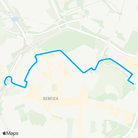 Carris Colégio Militar (Metro) - Portas Benfica map
