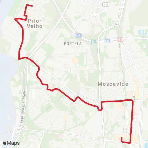 Carris Qta. Francelha Baixo - Moscavide (Metro) map