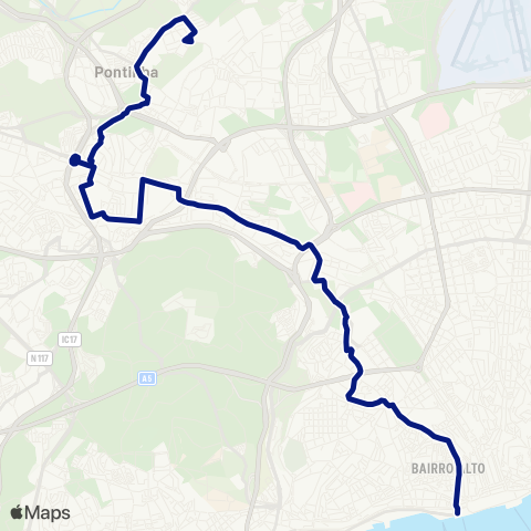 Carris B. Sta. Cruz - Cais Sodré map