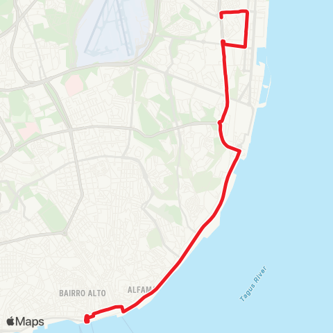 Carris Cais Sodré - Moscavide map