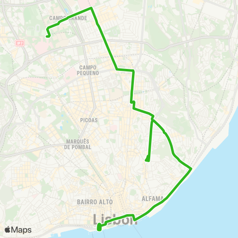 Carris Cais Sodré - Hosp. Sta. Maria map