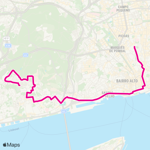 Carris Cais Rocha (Museu Nac. Arte Antiga) - Gomes Freire map