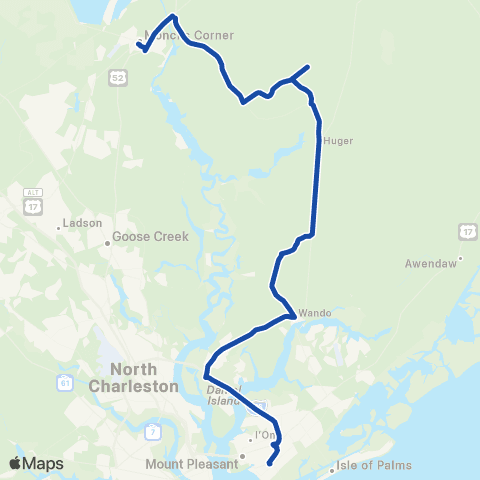 CARTA Moncks Corner–Mt. Pleasant map