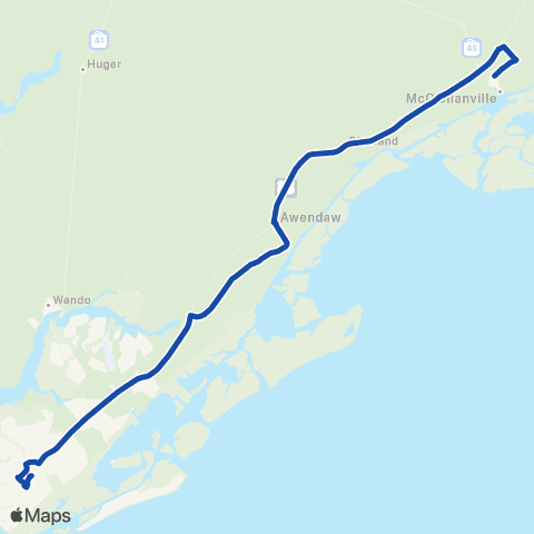 CARTA McClellanville–Awendaw–Mt. Pleasant map