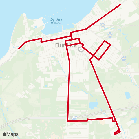 CHQ Transit City of Dunkirk - Red Route map
