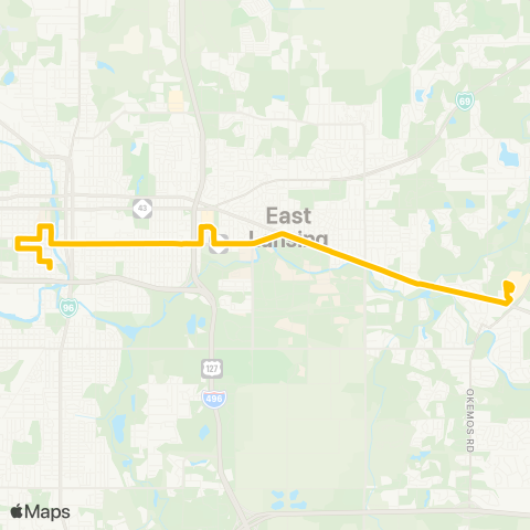 CATA Downtown Lansing - Meridian Mall map