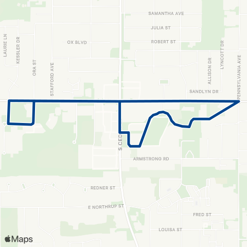 CATA Cedar - Jolly Connection map