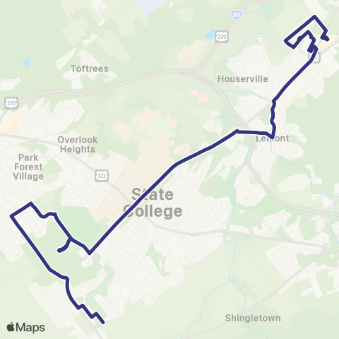 CATA College Avenue Connector map