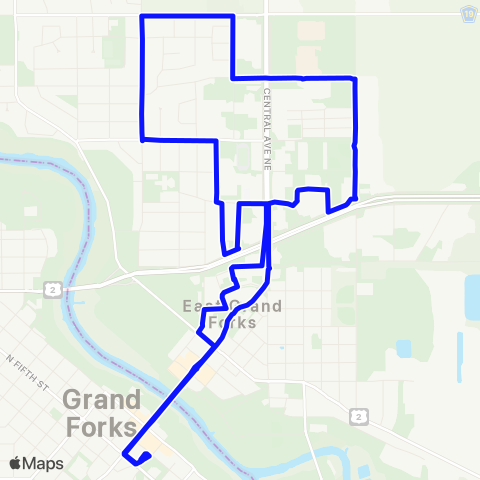 Cities Area Transit Northland Coll > Campbell Library - Dtwn map