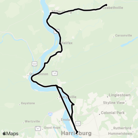 rabbittransit - Capital Region Elizabethville/Millersburg/Halifax map