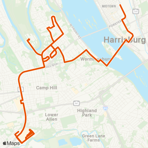 rabbittransit - Capital Region Erford Road / Capital City Mall map