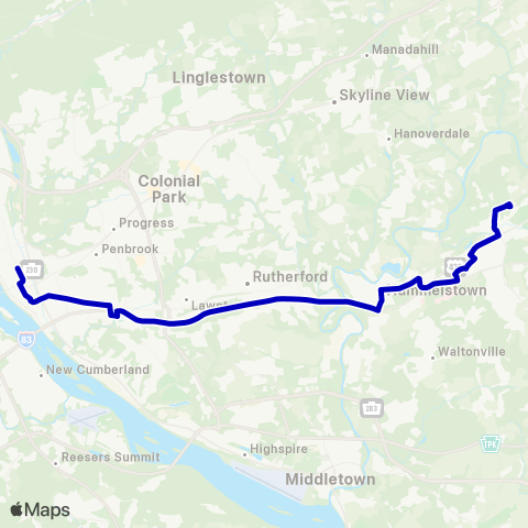 rabbittransit - Capital Region Hershey / Hummelstown map